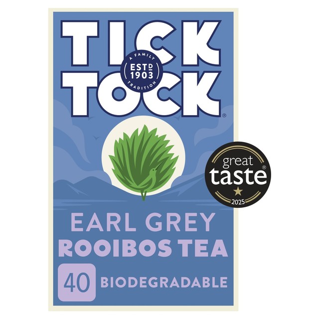 Tick Tock Rooibos Earl Grey tea bags 40 per pack (British brand)