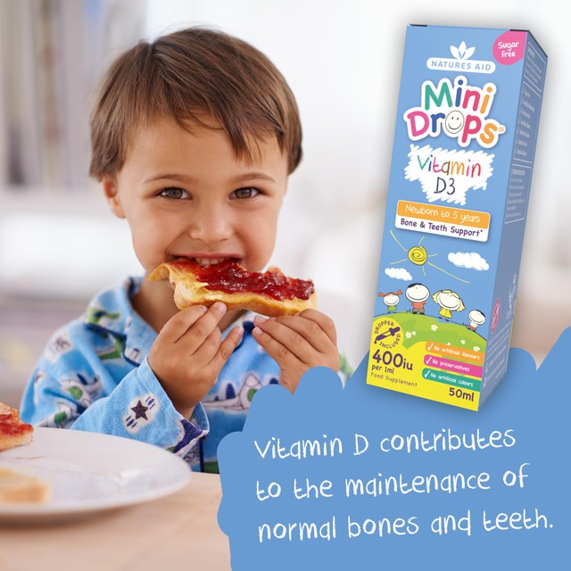 Natures Aid Vitamin D3 Mini Drops 50ml, imported from the UK