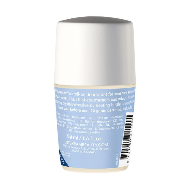 Urtekram fragrance-free crystal deodorant for sensitive skin 50ml, imported from the UK