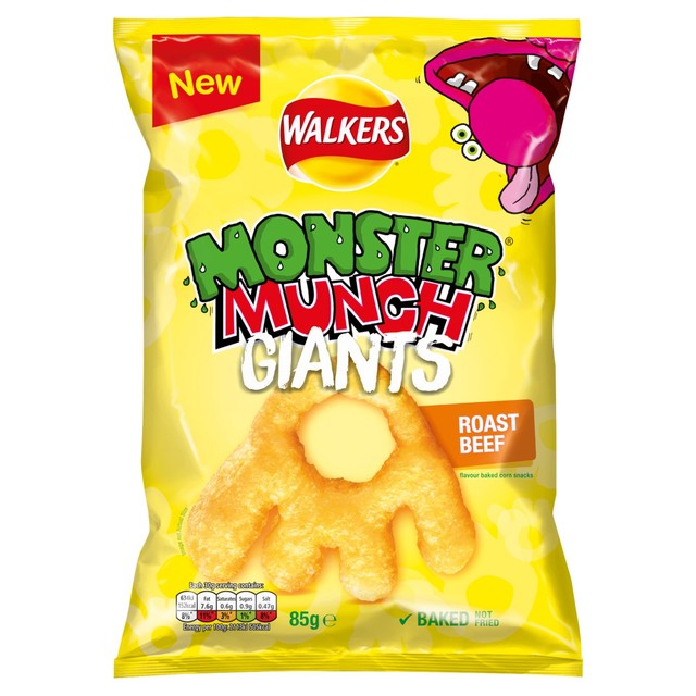 Walkers Monster Munch Roast Beef baked corn snacks 85g (British brand)