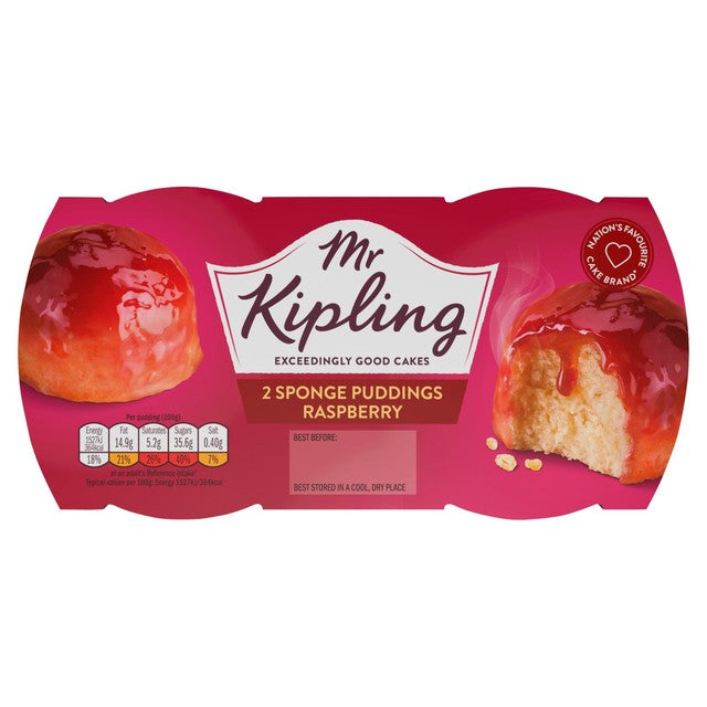 Mr Kipling raspberry sponge pudding, imported from the UK