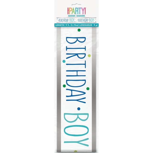 Unique Party Happy Birthday Boy foil banner 9ft, UK version