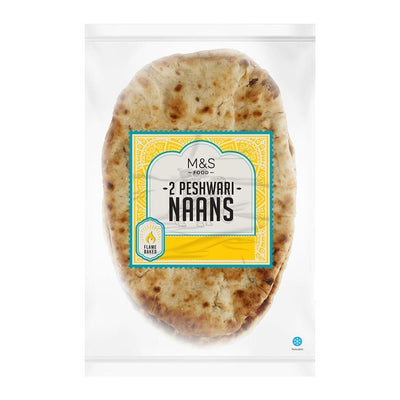 M&S Peshwari Naanbrød med sultana og kokosnøtt, pakke med 2