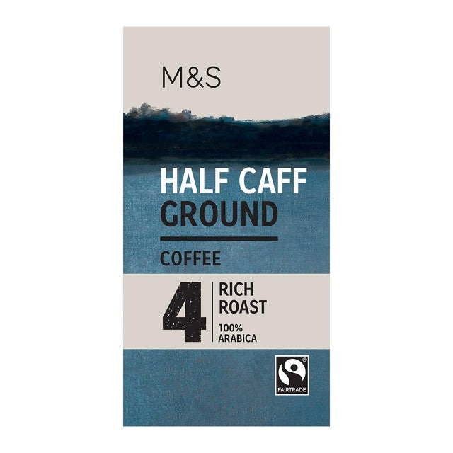 M&S half caff ground coffee 227g, imported from the UK