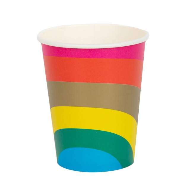 Talking Tables Rainbow paper party cups 8 pack, imported from the UK