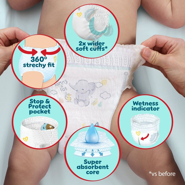 Pampers Premium Protection nappy pants size 7 essential pack, imported from the UK