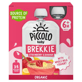 Piccolo strawberry banana baby breakfast pouch 4x100g, imported from the UK