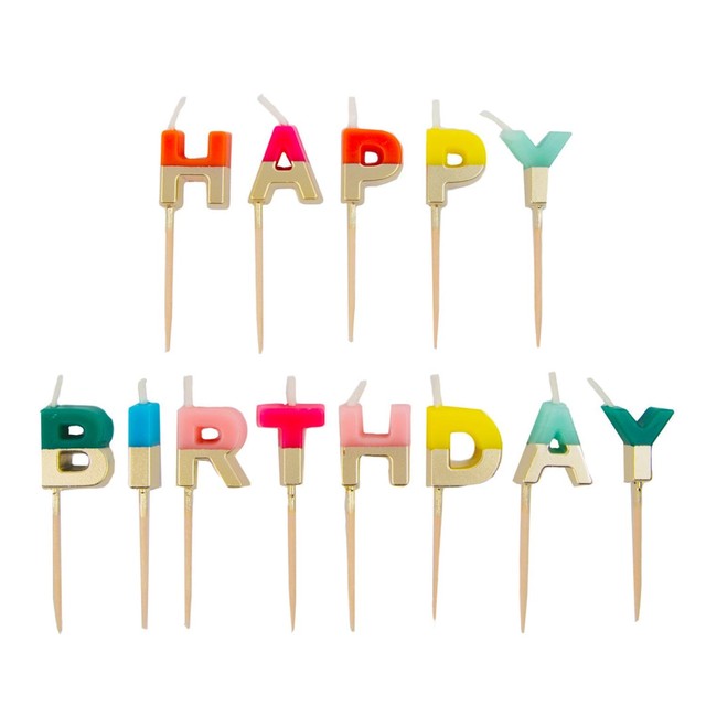 Talking Tables Rainbow Happy Birthday letter candles (British brand)