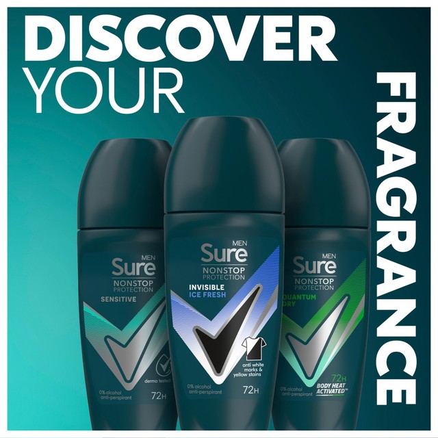 Sure men's antiperspirant deodorant roll on invisible ice fresh 50ml (British brand)