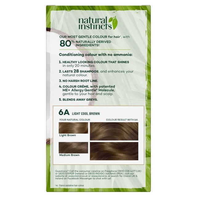 Clairol hair dye 6A Light Ash Brown - British product