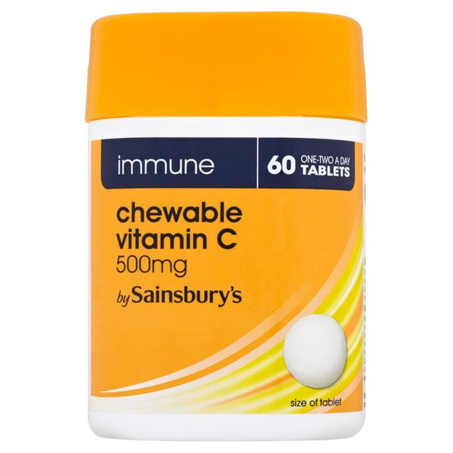 Sainsburys Immune Chewable Vitamin C 500mg Tablets 1-2 a Day x60