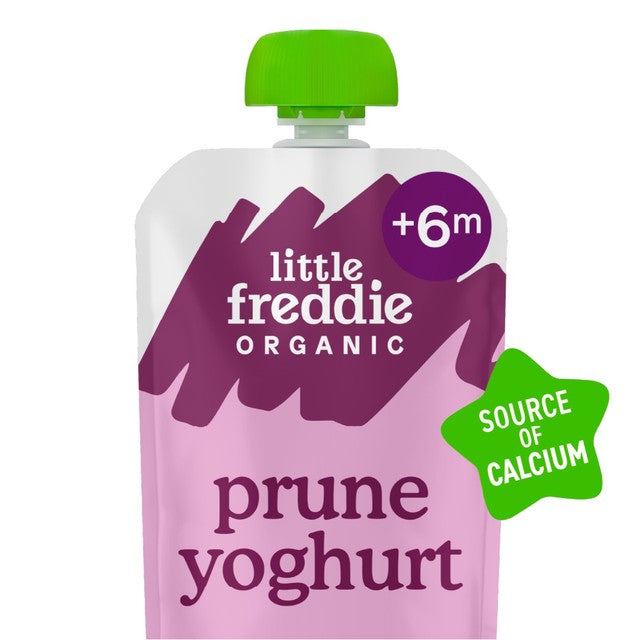 Little Freddie prune yoghurt with oats baby food pouch 100g, UK version