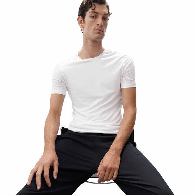 M&S Men's Supima Cotton Blend T-Shirt Vest in White, Medium, imported from the UK