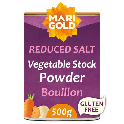Poudre de bouillon végétalien bio sel réduit Marigold Health Foods Swiss 500g