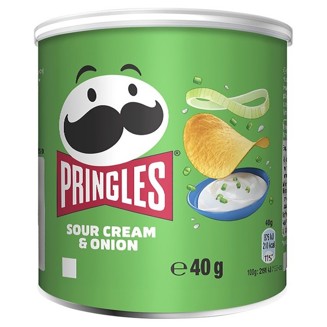 Pringles Sour Cream & Onion crisps 40g, imported from the UK