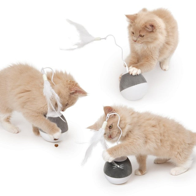 Catit Pixi Spinner White & Grey electronic interactive cat toy - British product