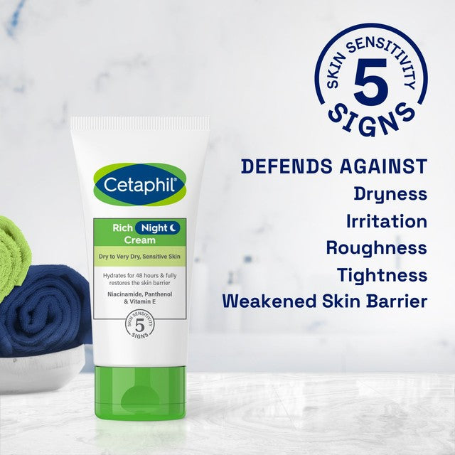 Cetaphil Rich Night Cream moisturiser 50g, imported from the UK
