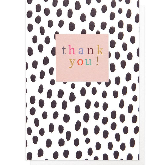 Caroline Gardner black white dots thank you card - British product
