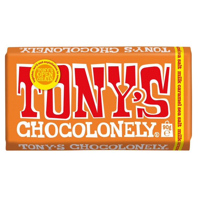 Tony's Chocolonely caramel sea salt small snack bar (British brand)