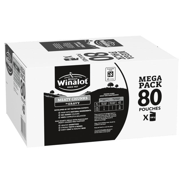 Winalot Meaty Chunks Mixed in Gravy wet dog food 80 x 100g (British brand)