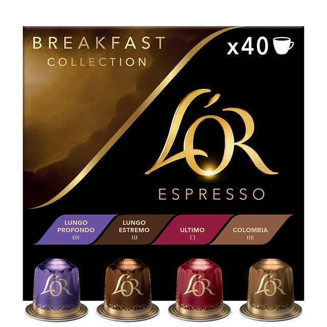L'OR breakfast assortment coffee pods variety pack 40 pods, UK version