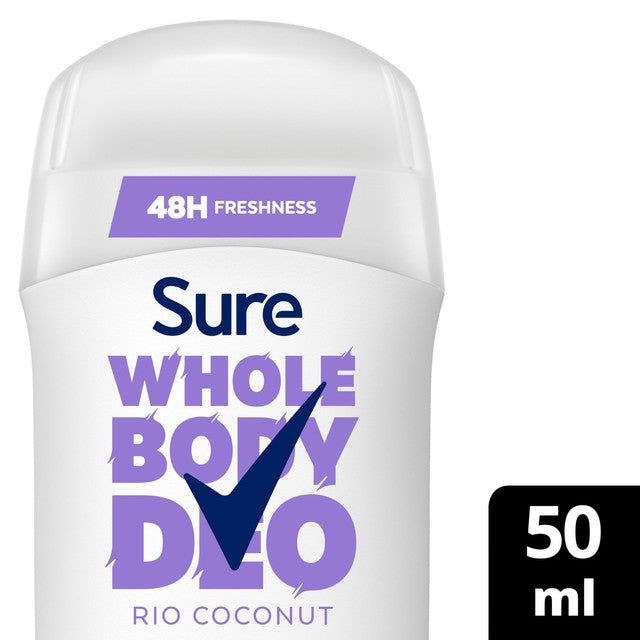 Sure Rio Coconut whole body deodorant stick 48h, imported from the UK