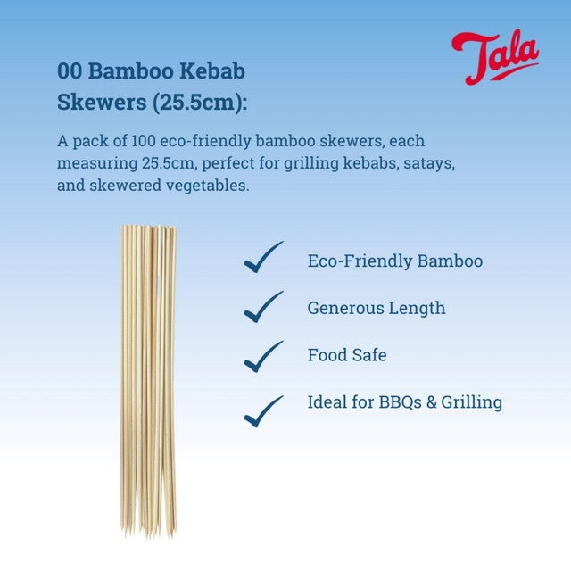 Tala bamboo kebab skewers 25.5cm long (British brand)