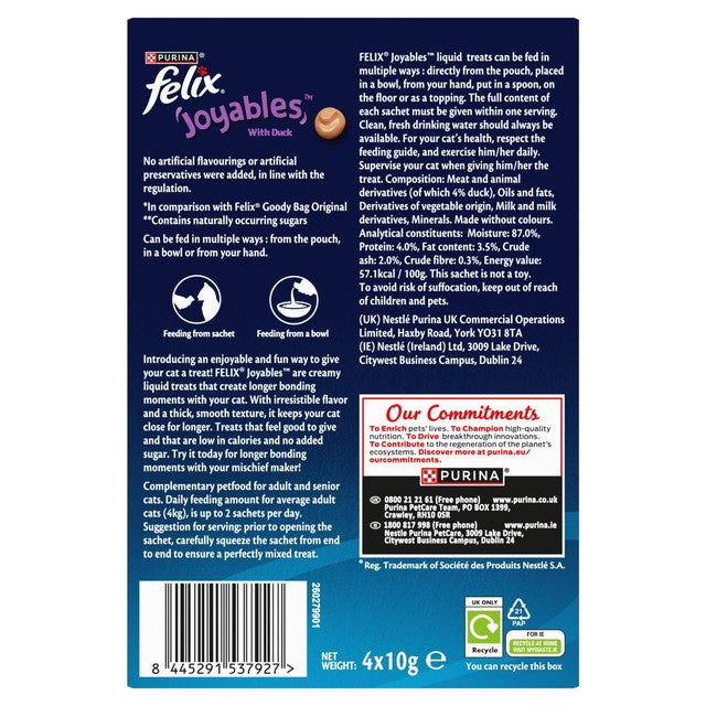Felix duck liquid cat treat 4 x 10g - British product