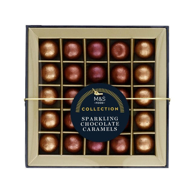 M&S chocolate truffles Sparkling Caramels with edible glitter, UK version