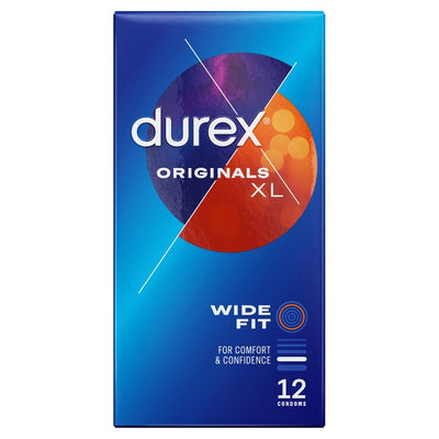 Durex Originals XL Kondome Extra Silikon Gleitmittel Weiter Schnitt 12er Pack