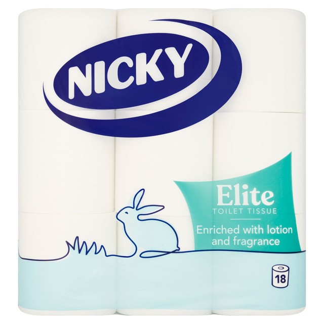 Nicky Elite 3 Ply Quilted Toilet Tissue 18 rolls, imported from the UK