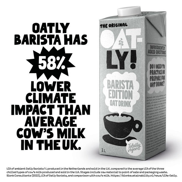 Oatly Barista Edition Long Life oat drink 1L, imported from the UK