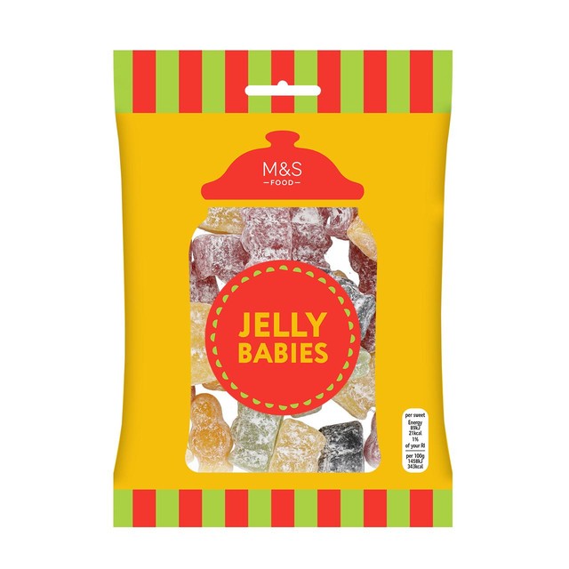 M&S Jelly Babies Fruit Flavoured Jelly Sweets 225g, imported from the UK