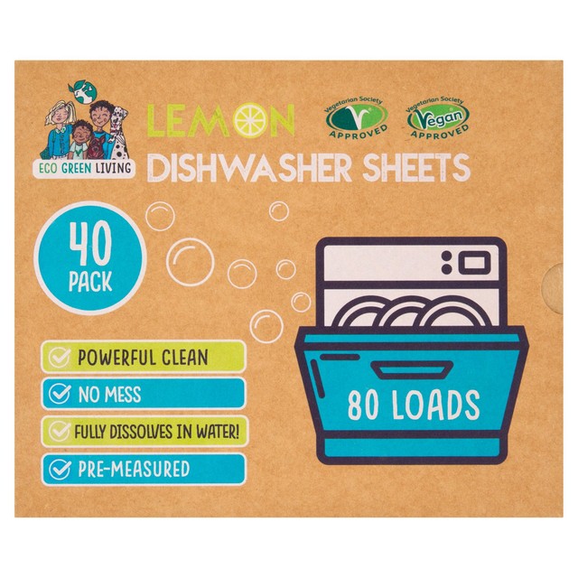 Eco Green Living lemon scented dishwasher sheets 40 sheets - British product