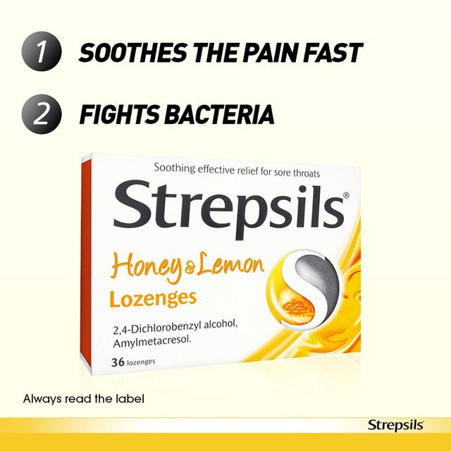 Strepsils Honey & Lemon Lozenges 36 Pack (British brand)