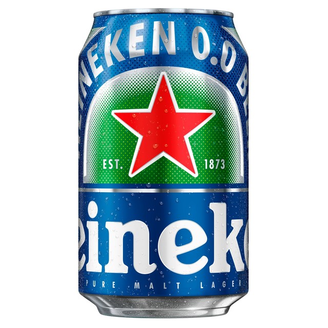 Heineken 0.0 alcohol free beer 330ml can, UK version