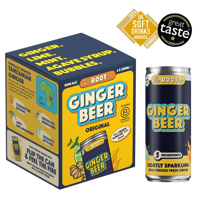 The Root Co original ginger beer 4x230ml (British brand)
