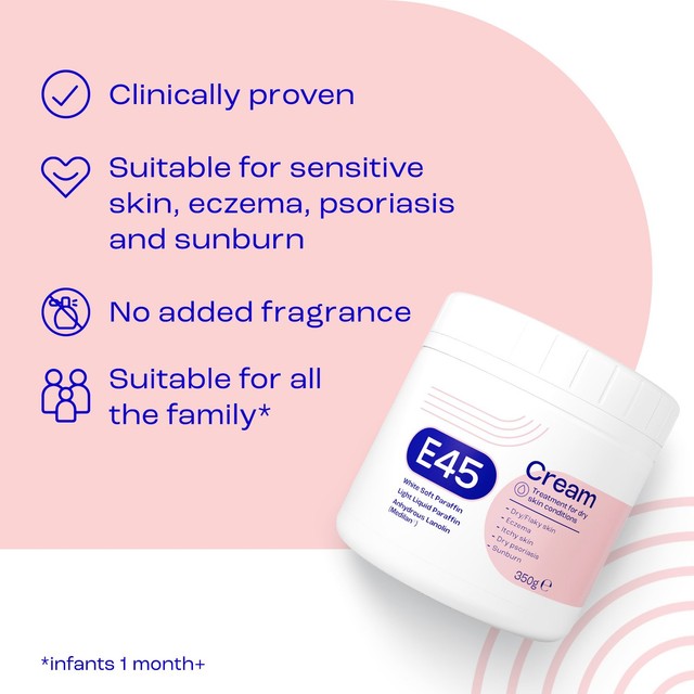 E45 moisturising cream for dry skin and eczema (British brand)