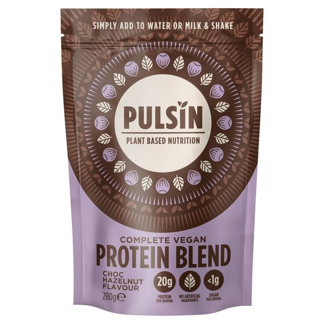 Pulsin hazelnut vegan protein powder 280g, imported from the UK