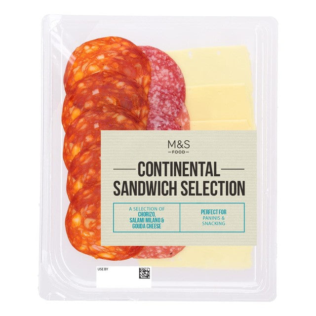 M&S Gouda cheese chorizo salami sandwich selection, imported from the UK
