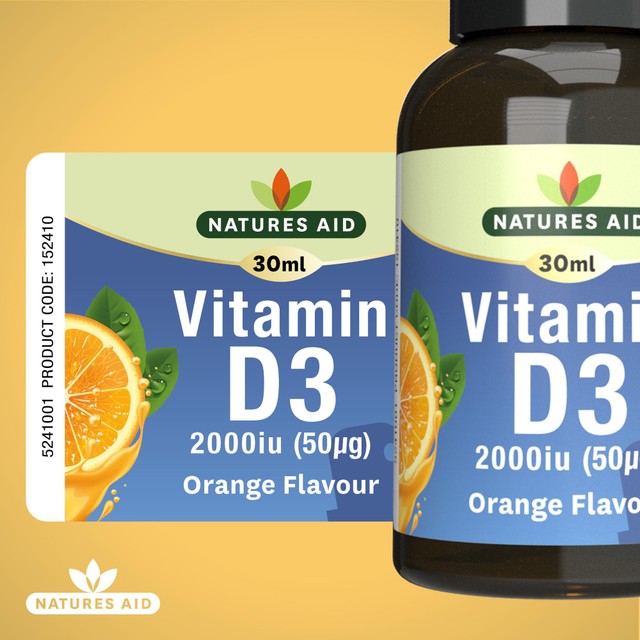 Natures Aid Vitamin D3 oral spray with orange flavour, 30ml, imported from the UK