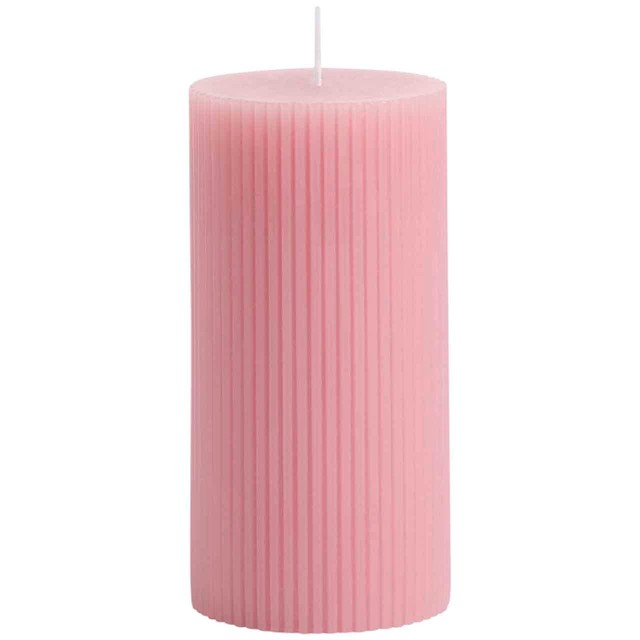 M&S ridged pillar candle in pink, UK version