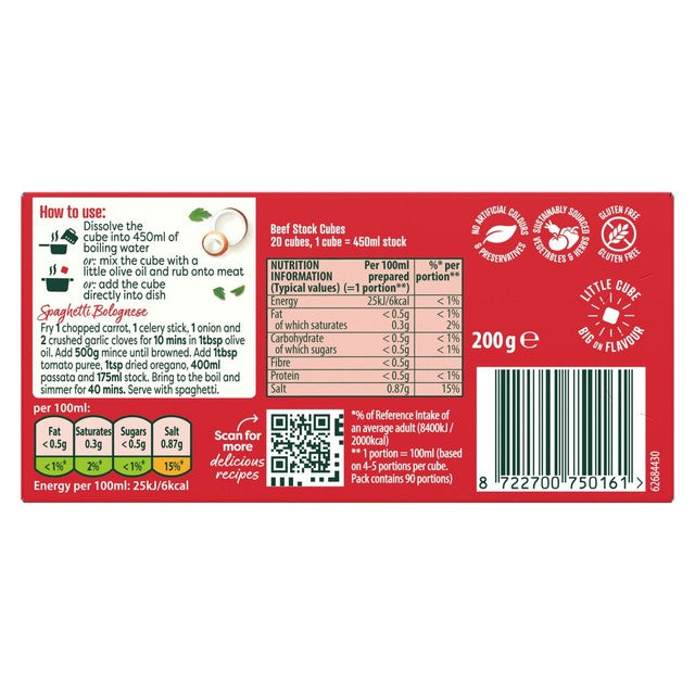 Knorr beef stock cubes 200g, UK version