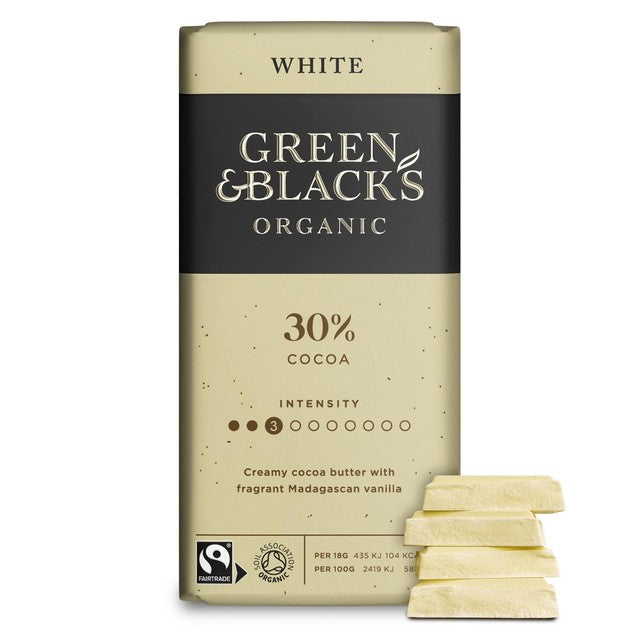 Green & Black's organic white chocolate bar 90g, UK version