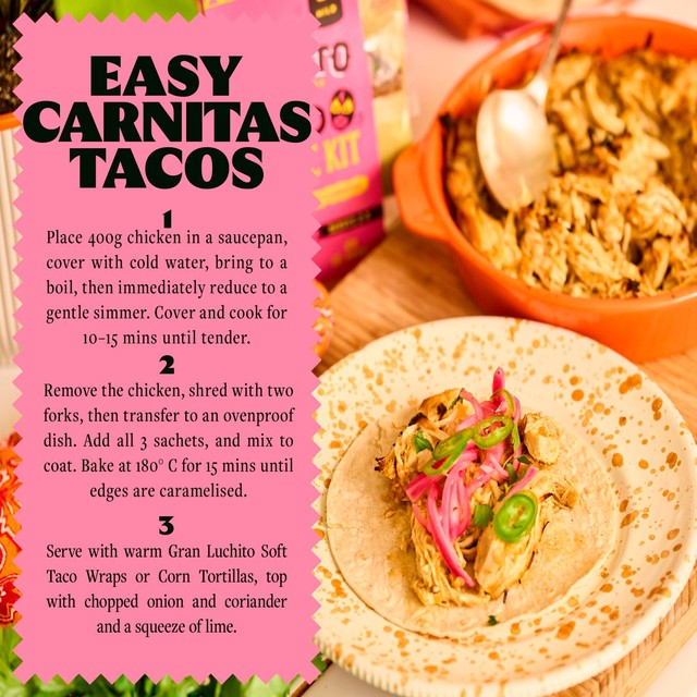 Gran Luchito citrus jalapeno carnitas taco recipe kit 270g, UK version