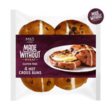 M&S gluten-free hot cross buns 4 per pack, imported from the UK
