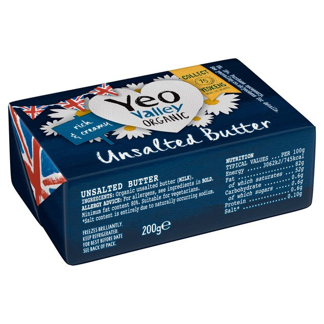 Yeo Valley organic unsalted butter 200g (British brand)