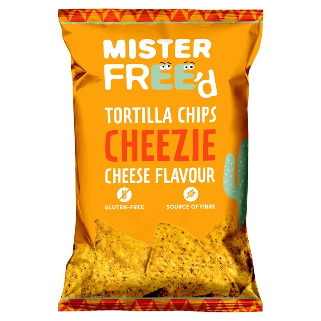 Mister Free'd tortilla chips Cheezie Cheese 135g, imported from the UK