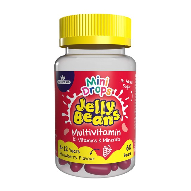 Natures Aid Multivitamin Jelly Beans Strawberry Flavour 60 Pack, imported from the UK