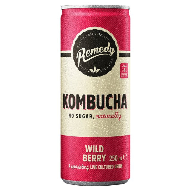 Remedy kombucha wild berry 250ml, imported from the UK